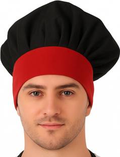Kodenipr Club Adjustable Black Chef Cap Red Contrast/Cooking Cap Chef Hat