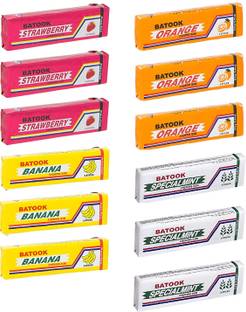 batook Chewing Gum Variety Pack 3 Banana, 3 Orange, 3 Mint and 3 Strawberry Each 12.5g Chewing Gum