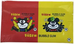 Fusen Bubble Gum, (5 Strips x 24) Strawberry and Banana Flavoured Chewing Gum