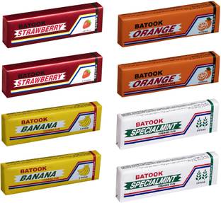 batook Chewing Gum Variety Pack 2, Banana, 2 Strawberry, 2 Mint, 2 Orange Variety Pack Chewing Gum