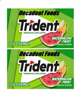 Decadent Foods Trident Sugar Free Gum | Watermelon Flavor Chewing Gum