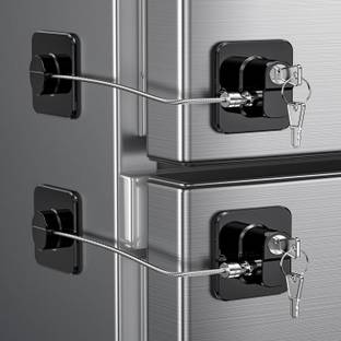 BAREPEPE Child Safety Device Refrigerator Door Lock With 2 Keys & Adhesives Pack of 2