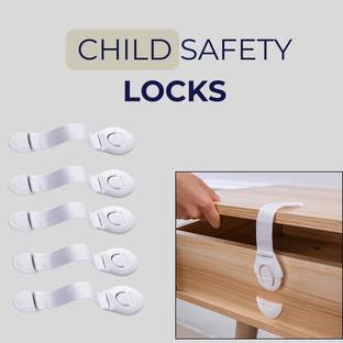 Life Zest Child Safety Locks for Furniture, Cupboards & Main Doors (Pack of 5) Child Safety Strap Lock
