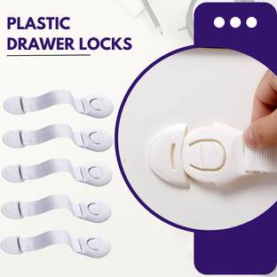 Life Zest White Child Safety Locks – Pack of 5 Adjustable Straps for Baby Proofing Child Safety Slide Lock