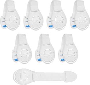 mapperz Child Safety Locks for Furniture Set of 8 White Baby Proofing Cabinet Locks Child Safety Strap Lock
