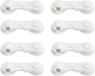 SYGA Baby Safety Locks UsesDual AdhesiveTape ChildProof Cabinets Drawers(White 8 Pcs) Child Safety Latch Lock