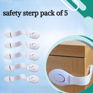 Life Zest Safety Lock Set – Pack of 5 for Drawers, Cupboards & Refrigerators Child Safety Strap Lock