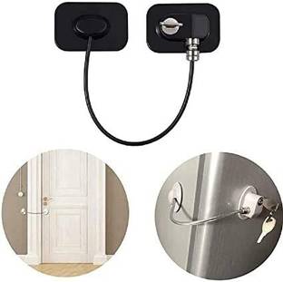 venimall Child Safety Device Refrigerator Door Lock with Key and Adhesives Child Safety Slide Lock