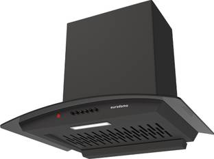 Eurodomo HOOD ONYX IN HC PB FL BK 60 Auto Clean Curved Glass 60 cm|Filterless|Heat Autoclean| | 5 Years Motor Warranty| Powerful Suction | Low Noise Wall Mounted Black 1200 CMH Chimney