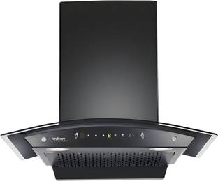 Hindware DIVINA 75 | Filter-Less | Powerful Suction | 3 Speed Gesture Control | Auto Clean Wall Mounted Black 1200 CMH Chimney