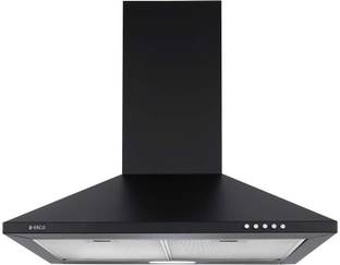 Elica Strip CF 60 Nero Pyramid Shape 60cm| 3 Layer Mesh filter|Powerful suction |Low Noise |LED Lamp | Push Button Control Wall Mounted Black 880 CMH Chimney