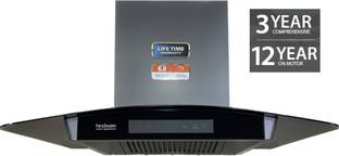 Hindware RAYLENE 90CM 1700CMH; ENERGY EFFICENT BLDC MOTOR AND MOTION SENSOR (YEAR 2023) Auto Clean Wall Mounted GREY 1700 CMH Chimney