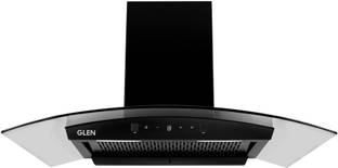 Glen Curved Glass Filterless ,Chimney 90Cm Motion Sensor Control With Digital Display Auto Clean Wall ...