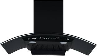 LIVPURE Swift-90 Auto Clean Curved Glass 90 cm| 6 Years Motor Warranty|Heat Autoclean| Gesture Control| Filterless|Powerful Suction | Low Noise Wall Mounted Black 1400 CMH Chimney