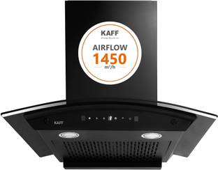 Kaff KEC60A Curve Glass Chimney 60 CM 1450 CMH 60 cm Filterless Touch & Motion Sensor 2 Years Comprehe...