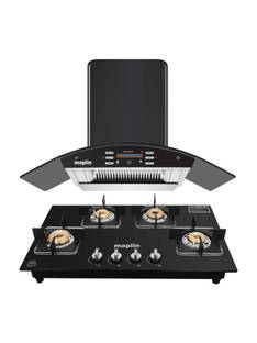 Maplin Combo of Gas Cooktop model GH04 & Voice Chimney SS90 (90 cm) 1400 CMH 60 cm Auto Clean Chimney