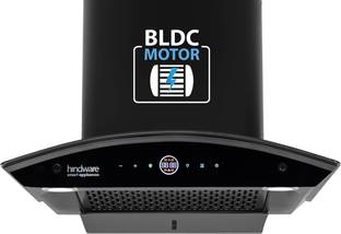 Hindware Smart Appliances Nadia BLDC 60 IN Auto Clean Wall Mounted Black 1600 CMH Chimney