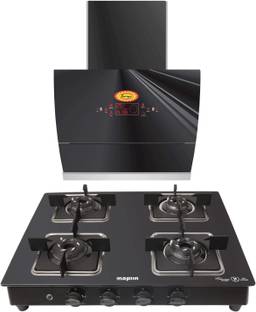 HPC Combo of Auto Ignition Gas Cooktop Surya04 & Surya GO60 Auto Clean Wall Mounted Black 1400 CMH Chi...