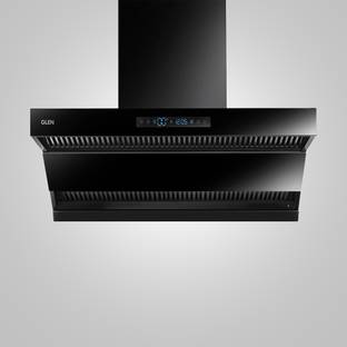 Glen CH-6076 Kitchen Chimney with Double Draft Suction, Inverter Technology, 90CM Auto Clean Wall Mounted BLACK 1400 CMH Chimney