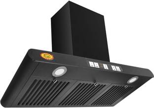 Maplin Combo of Kitchen Chimney FCB90 + 4B SQ Auto Clean Wall Mounted Black 1400 CMH Chimney