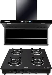 Maplin Combo of 4 Burner LPG Cooktop (SC04) and Kitchen Chimney T05 (90cm) 1400 CMH 90 cm Auto Clean C...