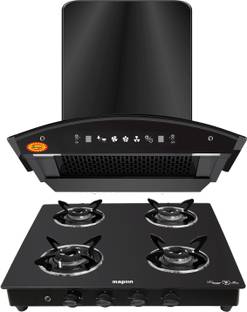 Maplin Combo of Auto 4B LPG Cooktop SC04 and Net60 Filterless (60cm) Auto Clean Wall Mounted Black 1400 CMH Chimney