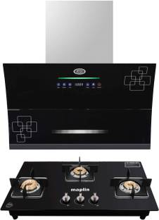 Maplin Combo of Auto Ignition Gas Cooktop GH3B and Surya TM90 (90cm) Auto Clean Wall Mounted Black 140...