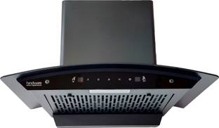 Hindware EVITA 60 | Suction:1200 m³/hr* | Filterless | 3 Speed Gesture Control | Auto Clean Wall Mounted BLACK 1200 CMH Chimney