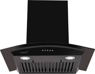 RUWA Dove Black 60 cm Wall Mounted Kitchen Chimney 1250 CMH Suction Wall Mounted Black 1250 CMH Chimne...