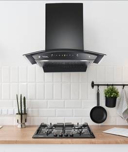 Hindware DIVINA 60 | Filter-Less | Powerful Suction | 3 Speed Gesture Control | Auto Clean Wall Mounted Black 1200 CMH Chimney