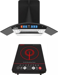 Maplin Combo of Induction Cooktop (IP) and BLDC 90 cm Auto Clean Wall Mounted Black 1400 CMH Chimney