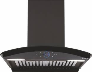Elica iSMART GLACE HAC BF LTW 60 NERO Auto Clean Curved Glass 60 cm | BLDC Motor| Intelli-Sense 25 Speed Control | 15 Years Warranty| Heat Autoclean| Gesture Control|Baffle Filter Wall Mounted Black 1425 CMH Chimney