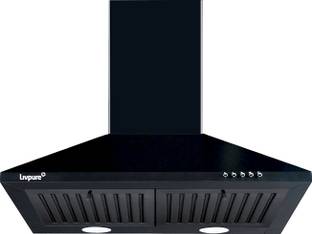 LIVPURE AIRIS-NEO-60 Pyramid Shape 60 cm| 3 Layer Baffle Filter|Powerful suction | 5 Years Motor Warranty| Low Noise |LED Lamp | Push Button Control Wall Mounted Black 1000 CMH Chimney