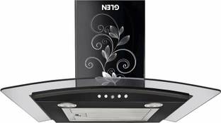 Glen Krysta 60 Curved Glass 60 cm| Baffle Filter | Low Noise Wall Mounted BLACK 1000 CMH Chimney