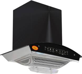 Maplin Combo of Auto Ignition Gas Cooktop Surya04 and Eco Touch (60cm) Auto Clean Wall Mounted Black 1400 CMH Chimney