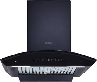 Whirlpool CGBF PRO 603 HAC BK HOOD Auto Clean Curved Glass 60 cm| 11 Years Motor Warranty| Heat Autoclean| Gesture Control| Baffle Filter|Powerful Suction | Low Noise Wall Mounted Black 1500 CMH Chimney
