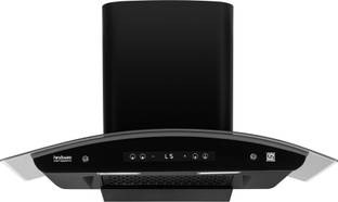 Hindware Smart Appliances Alexio Plus BLDC 90CM Auto Clean | Curved Glass | Filterless | Touch Control, Motion Sensor | Energy Efficient LED Light | Powerful Suction | Wall Mounted Black 1450 CMH Chimney