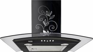 Glen Krysta 60 Curved Glass 60 cm| Baffle Filter | Low Noise Wall Mounted BLACK 1000 CMH Chimney