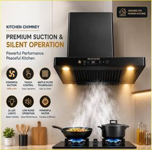 AKSHA INDIA 108 Speed Suction Power 2000 Auto Clen Tuch Panel@98 2000 CMH 60 cm Auto Clean Chimney