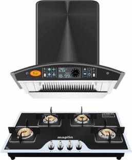 Maplin Combo of Auto Ignition Gas Cooktop GH04 Prima and SS60 (60cm) Auto Clean Wall Mounted Black 140...