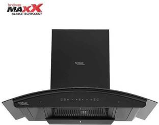 Hindware ZINNIA BLK 90 MaxX SILENCE CHIMNEY Touch Control with motion sensor and Lifetime Warranty# Auto Clean Wall Mounted black 1350 CMH Chimney