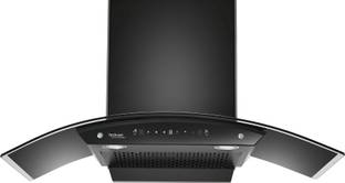 Hindware Smart Appliances Sancia 90 Auto Clean | Curved Glass | Filterless | Touch Control | Motion Sensor | 5 Years Motor Warranty | Energy Efficient LED Light | Powerful Suction | Wall Mounted Black 1200 CMH Chimney