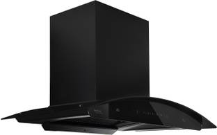 Hindware Nadia 90cm 1200 cube/hr Filterless Motion Sensor Auto Clean Wall Mounted Black 1350 CMH Chimney