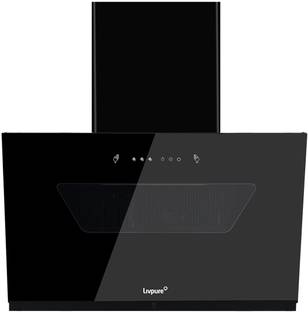 LIVPURE GLIDE-NEO-90-FL-HAC Auto Clean Slant Glass 90 cm| 10 Years Motor Warranty|Heat Autoclean| Gesture Control| Filterless|Powerful Suction | Low Noise Wall Mounted Black 1350 CMH Chimney