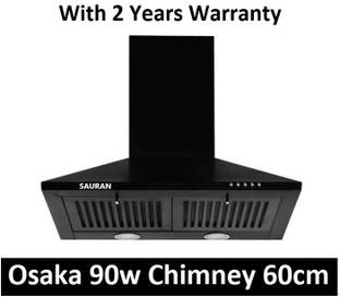 Sauran Osaka Kitchen Chimney 60cm Push Button Control With Warranty (CHM8) Wall and Ceiling Mounted Bl...
