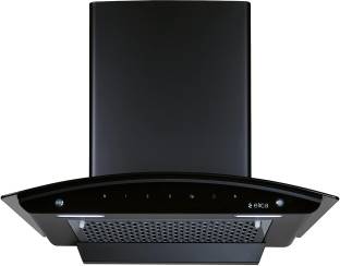 Elica FL 600 SLIM HAC MS NERO Auto Clean Curved Glass 60 cm| 5 Years Motor Warranty|Heat Autoclean| Gesture Control| Filterless|Powerful Suction | Low Noise Wall Mounted Chimney