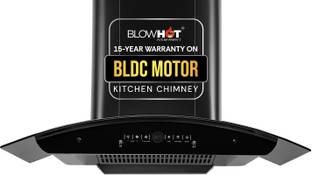 BLOWHOT Evana 90cm 1600m3/h Powerful Suction, BLDC Motor, Speed Control Filterless Auto Clean Wall Mou...