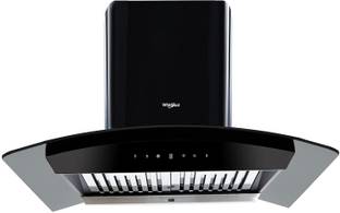Whirlpool CG 901 HAC HOOD Auto Clean Curved Glass 90cm| 10 Years Motor Warranty| 3 Layer Baffle filter|Powerful suction |Gesture Control|Low Noise Wall Mounted Black 1200 CMH Chimney