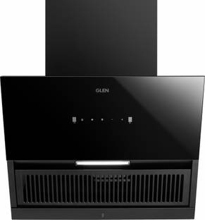 Glen Kara 60 cm Auto Clean Slant Glass 60 cm| Touch & Gesture Control| Autoclean| Filterless|Powerful Suction|Low Noise Wall Mounted Black 1200 CMH Chimney