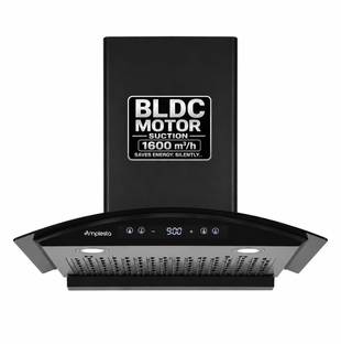 Amplesta Lyra BLDC Motor 60cm 9 Speed Curve Shape with Motion Sensor & 1600 CMH 60 cm Auto Clean Chimn...